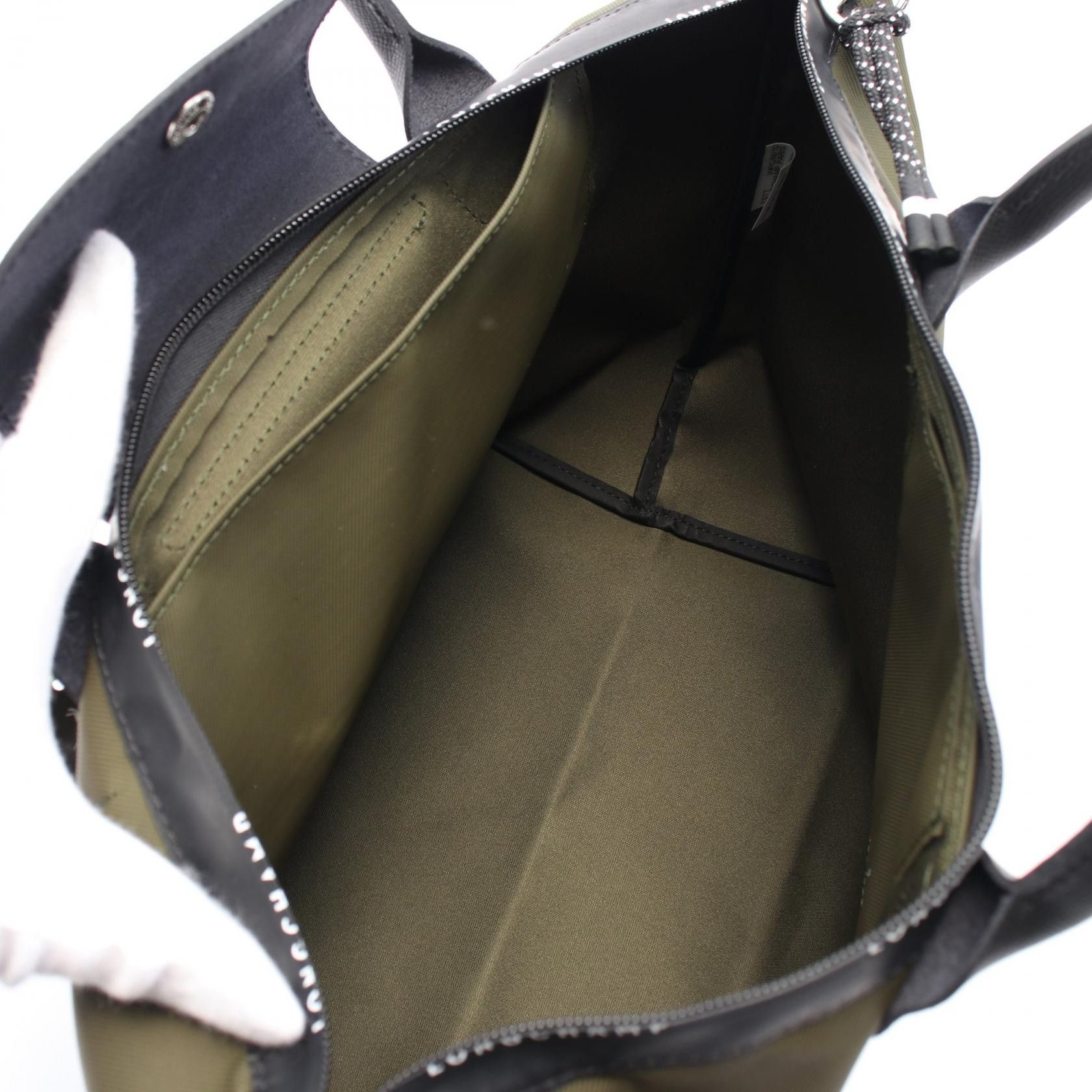 Longchamp Longchamp Le Preage Energy L Top Handle Handbag Tote Bag Canvas Leather Khaki Green Black Size ONE SIZE - 3 Thumbnail
