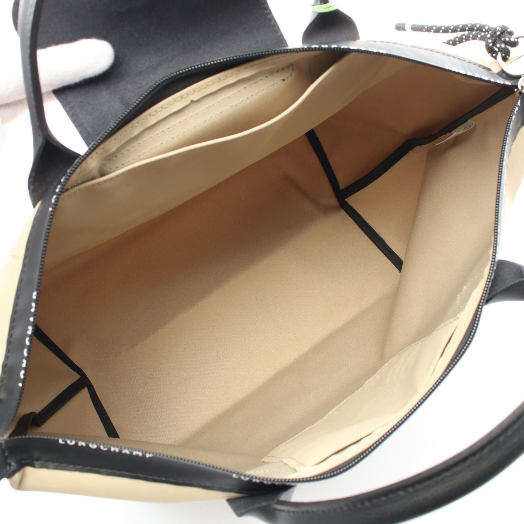 Longchamp Longchamp Le Preage Energy L Top Handle Handbag Tote Bag Canvas Leather Beige Black Size ONE SIZE - 3 Thumbnail
