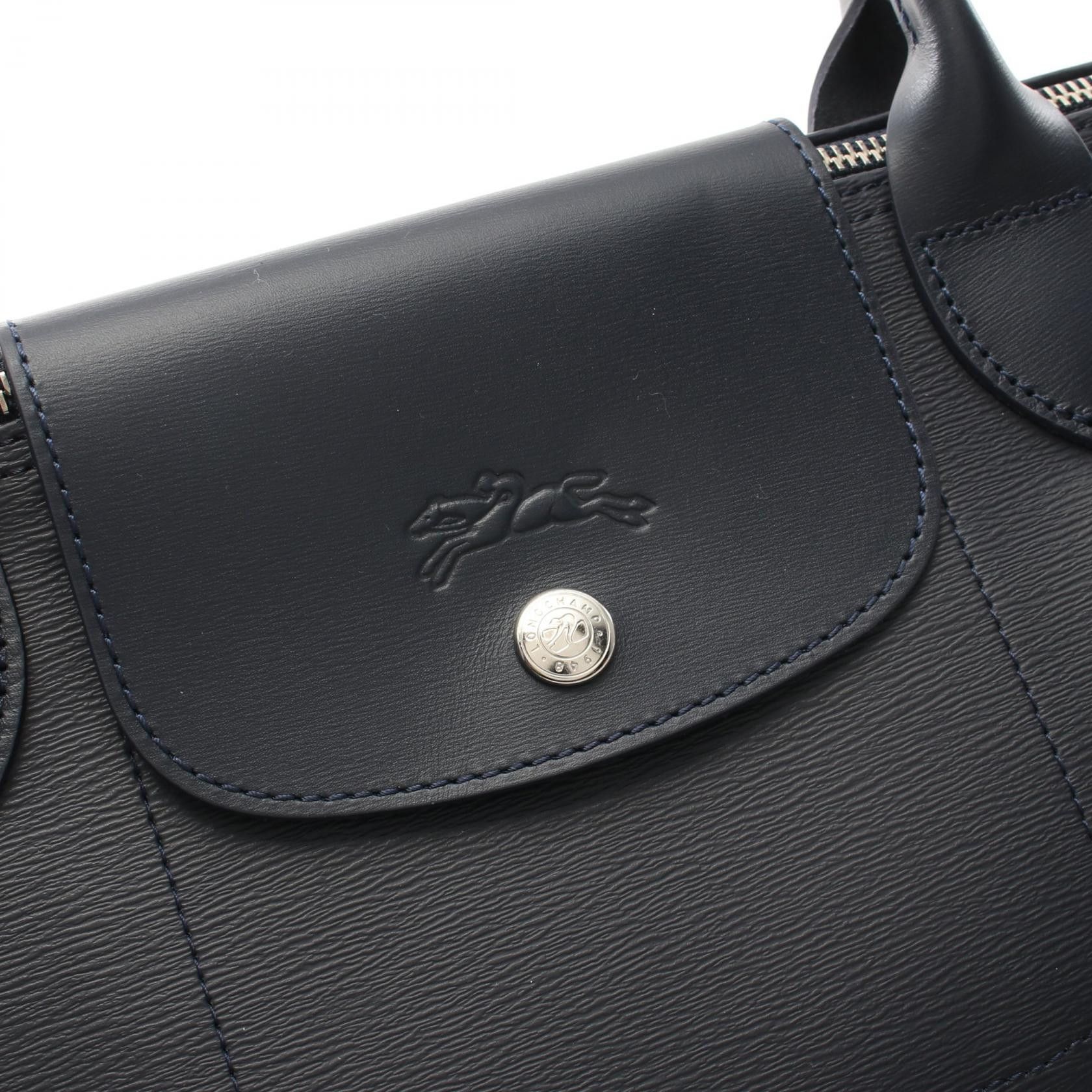 Longchamp Longchamp Le Preage City Handbag Tote Bag Canvas Leather Navy Size ONE SIZE - 6 Thumbnail