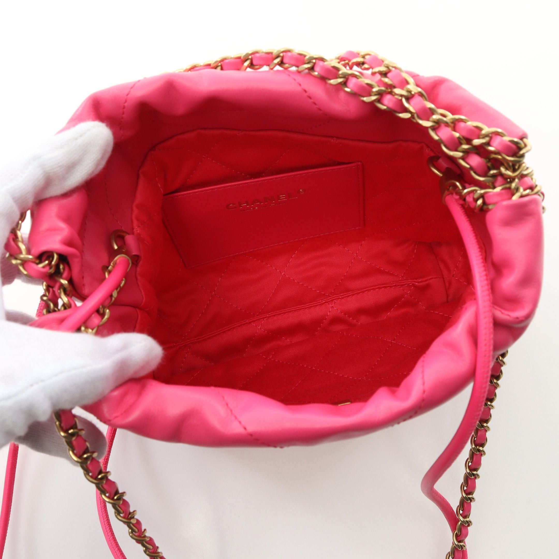 Chanel Chanel Chanel 22 Mini Chain Shoulder Bag Leather Pink Purple Gold Hardware Size ONE SIZE - 3 Thumbnail