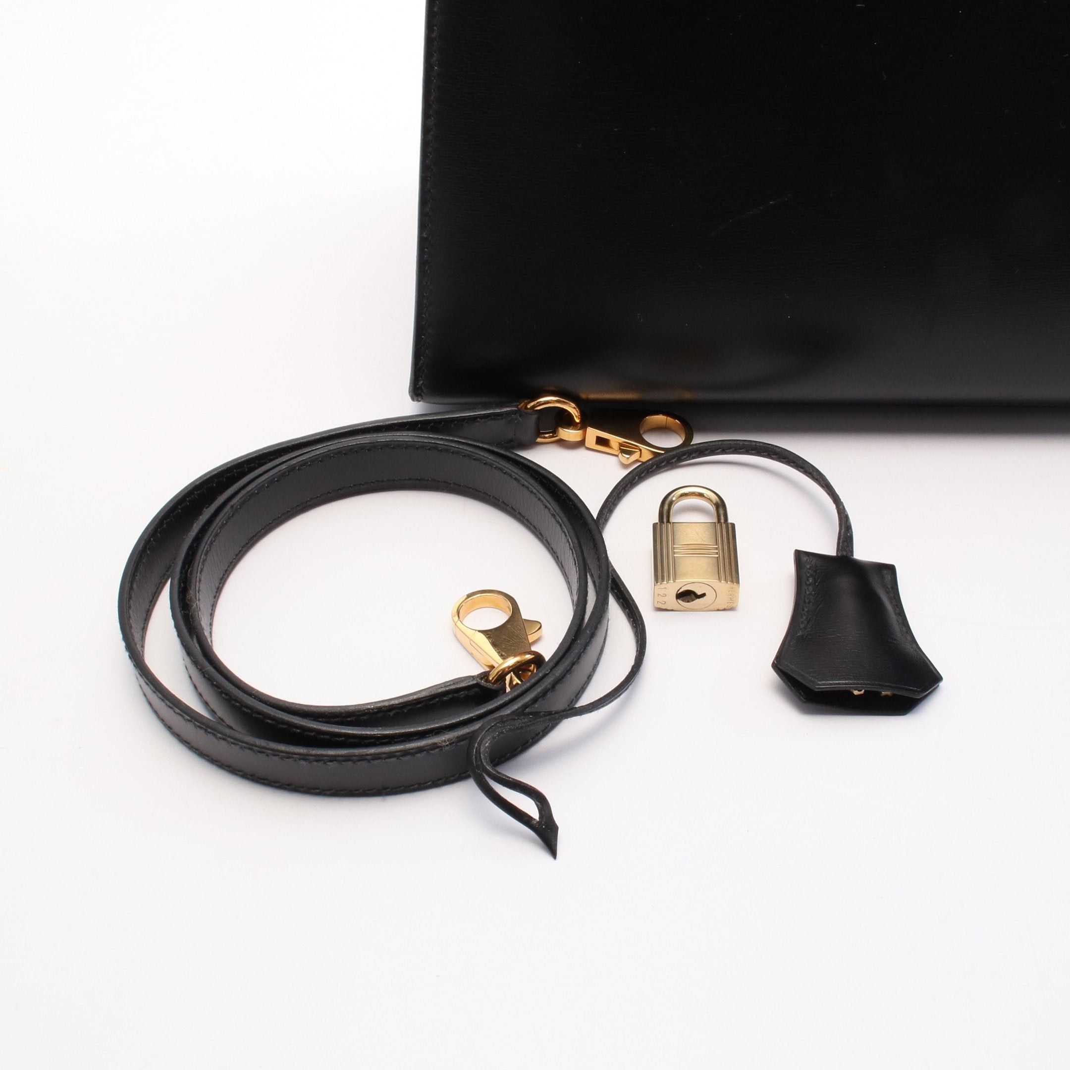 Hermes Hermes Kelly28 Handbag Box Calf Black Gold Hardware Stamp Size ONE SIZE - 6 Thumbnail