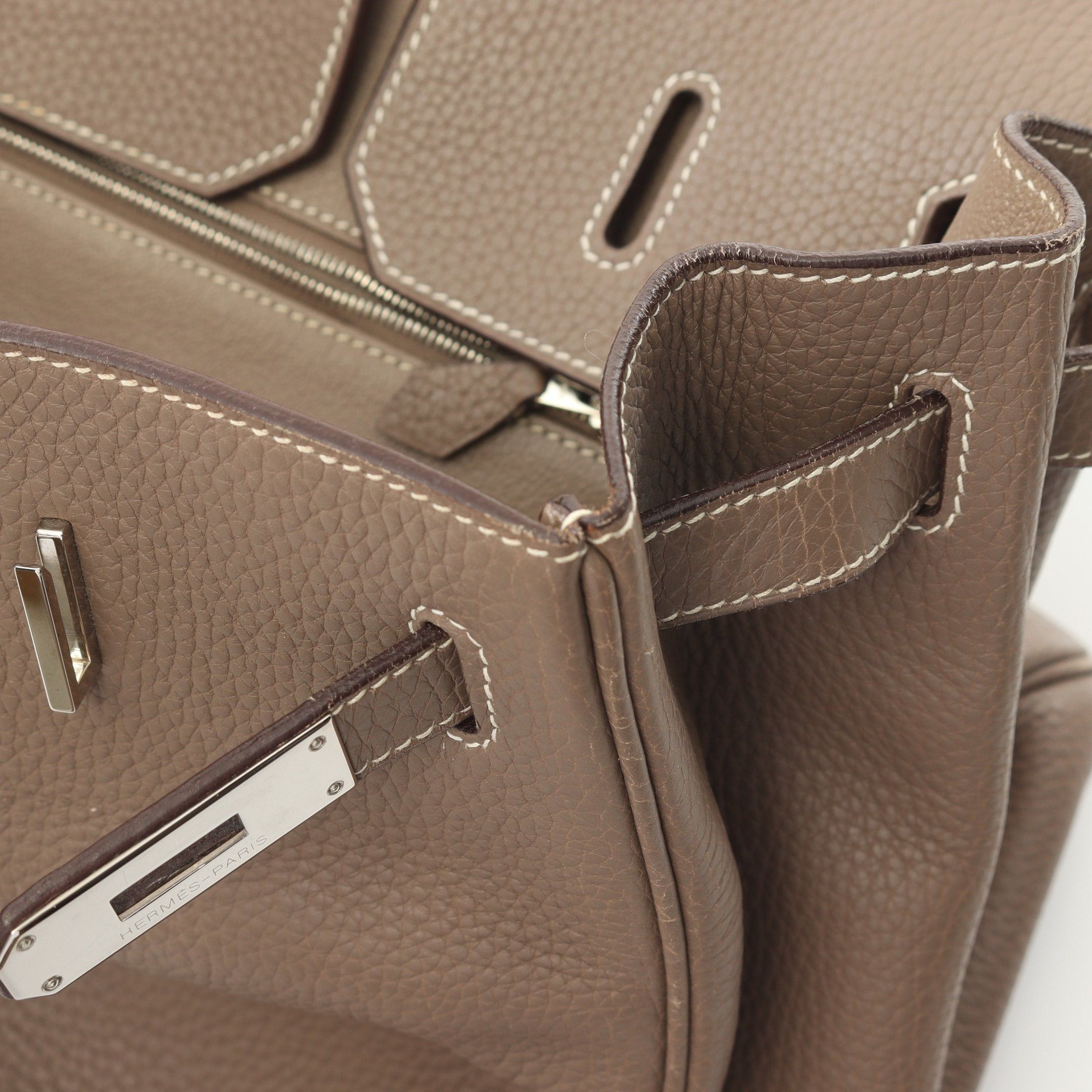 Hermes Hermes Birkin 40 Etoupe Handbag Togo Gray Brown Silver Hardware □J Carved Stamp Size ONE SIZE - 11 Thumbnail