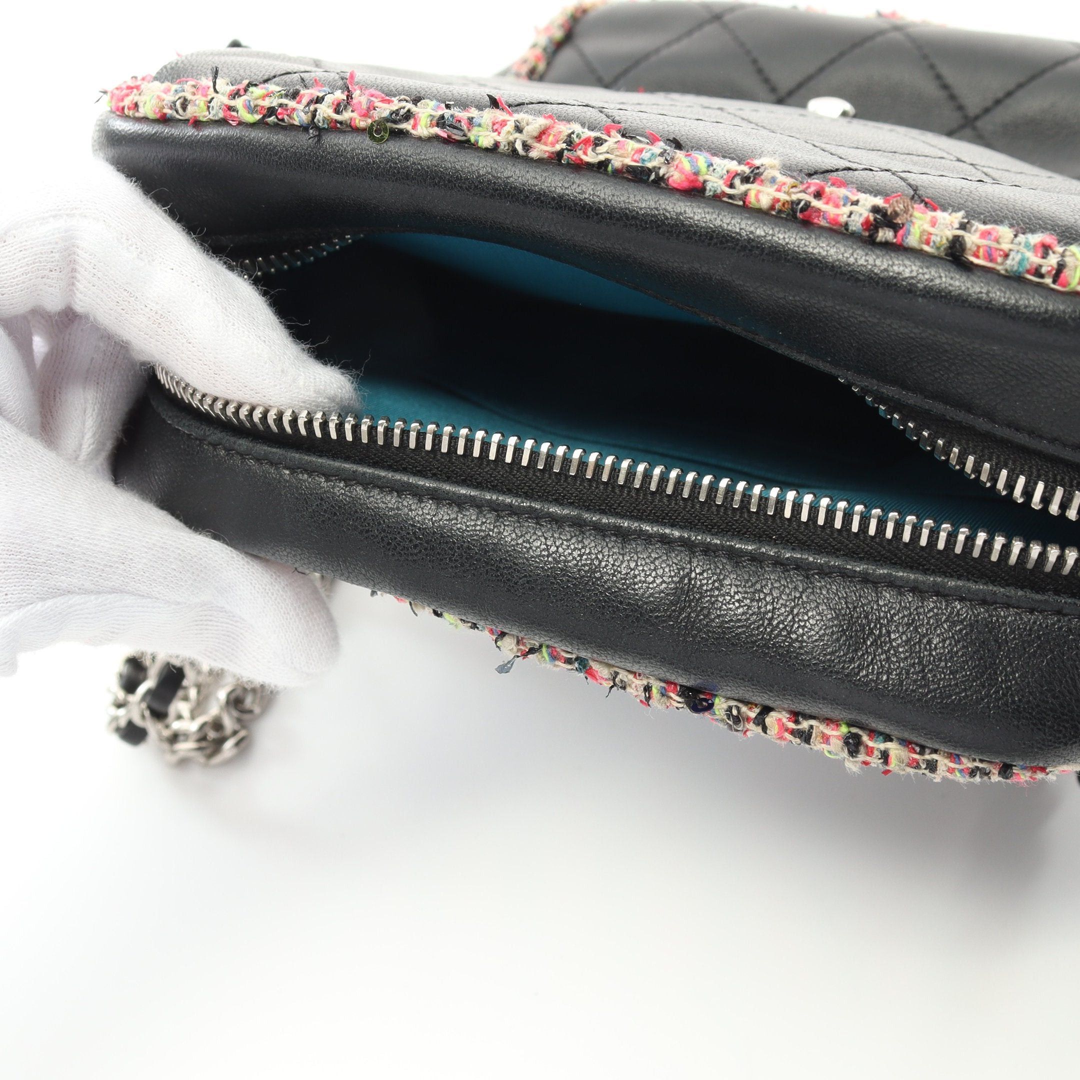 Chanel Chanel Matelasse Chain Shoulder Bag Lambskin Tweed Black Multicolor Silver Hardware Size ONE SIZE - 9 Thumbnail