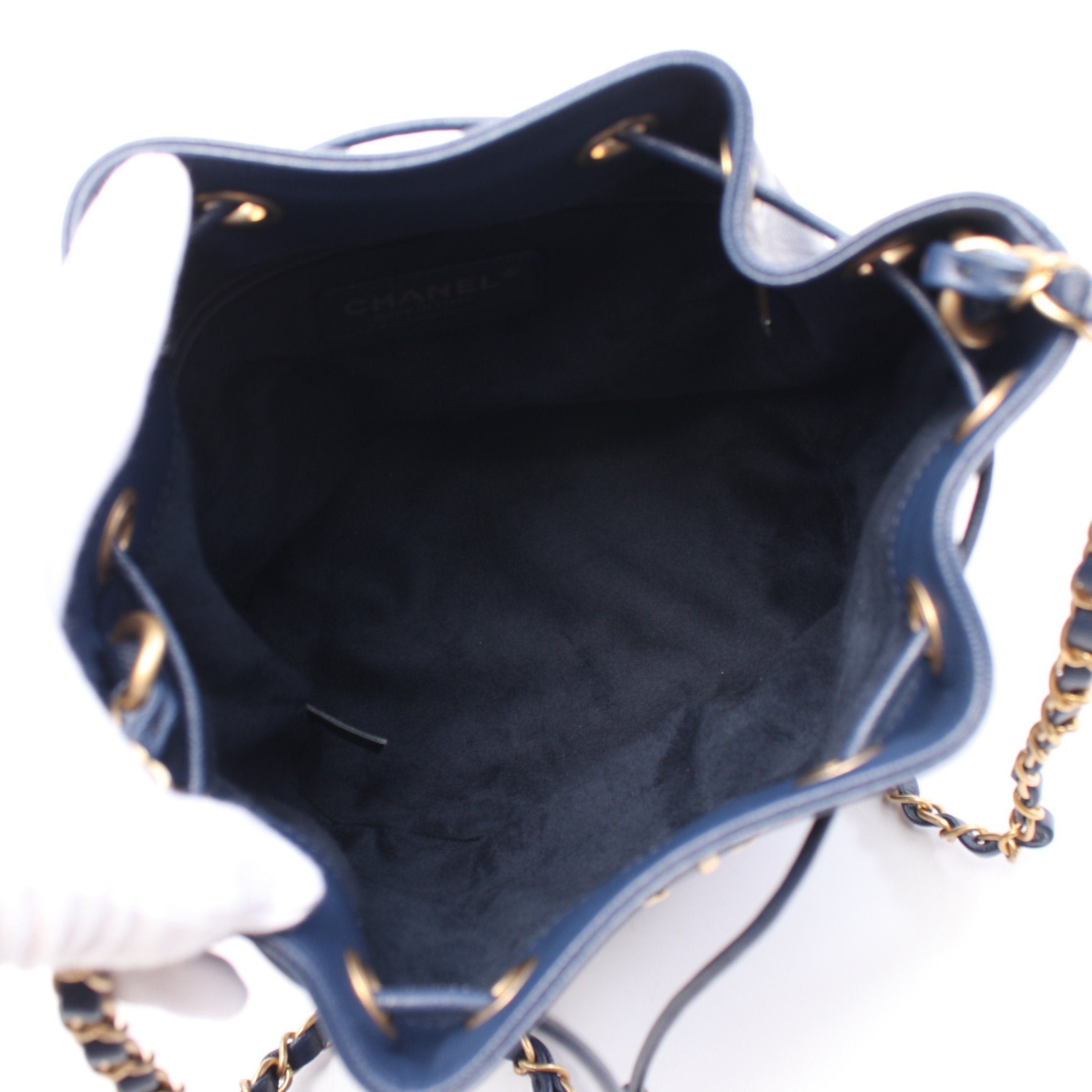 Chanel Chanel Deauville Shoulder Bag Studs Caviar Skin Navy Gold Hardware Purse Size ONE SIZE - 3 Thumbnail