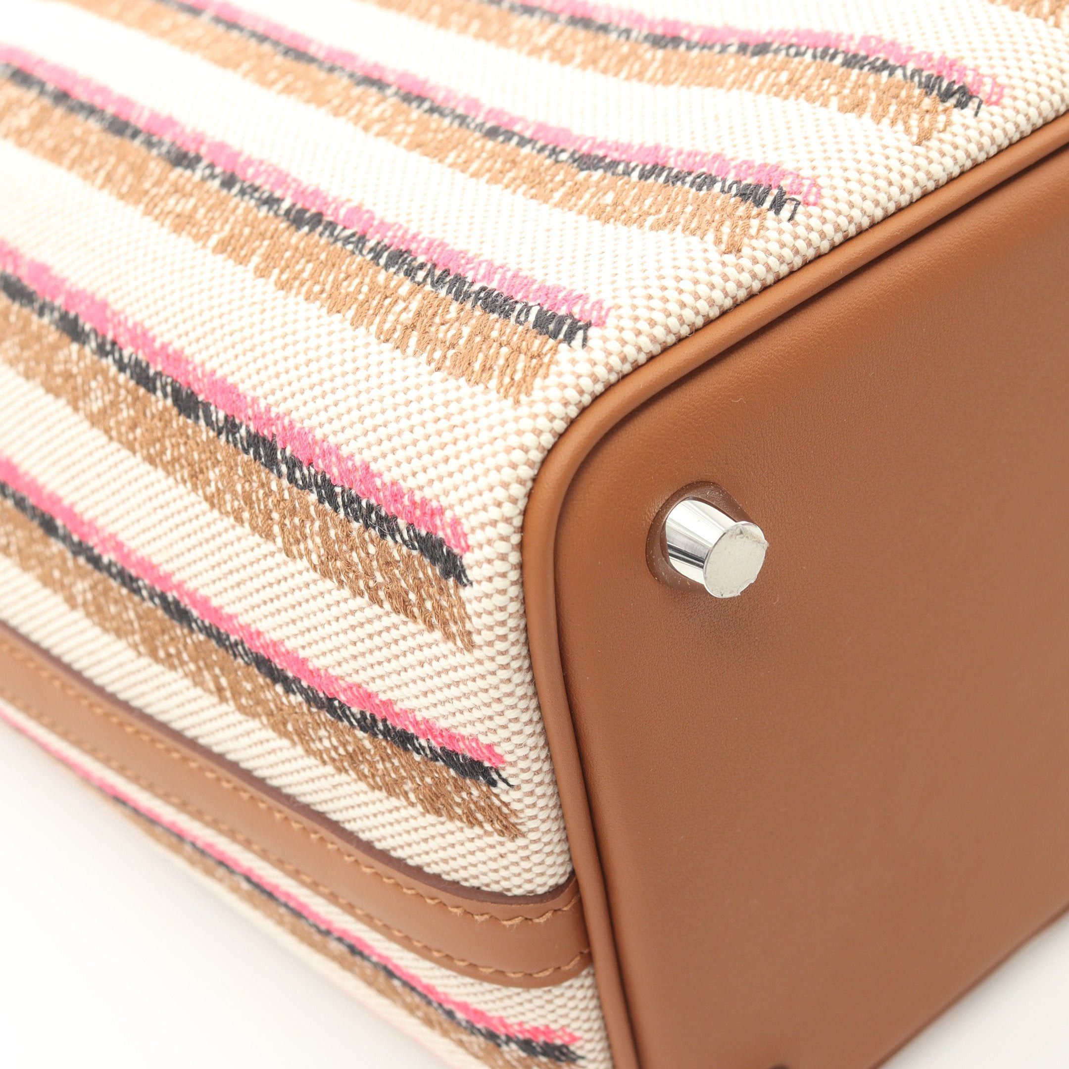 Hermes Hermes Picotan Lock Pm Gold Ecru Forbe Rose Pop Handbag Toile Ash Veau Swift Ivory Light Brown Multicolor Silver Hardware Double Engraved Size ONE SIZE - 6 Thumbnail