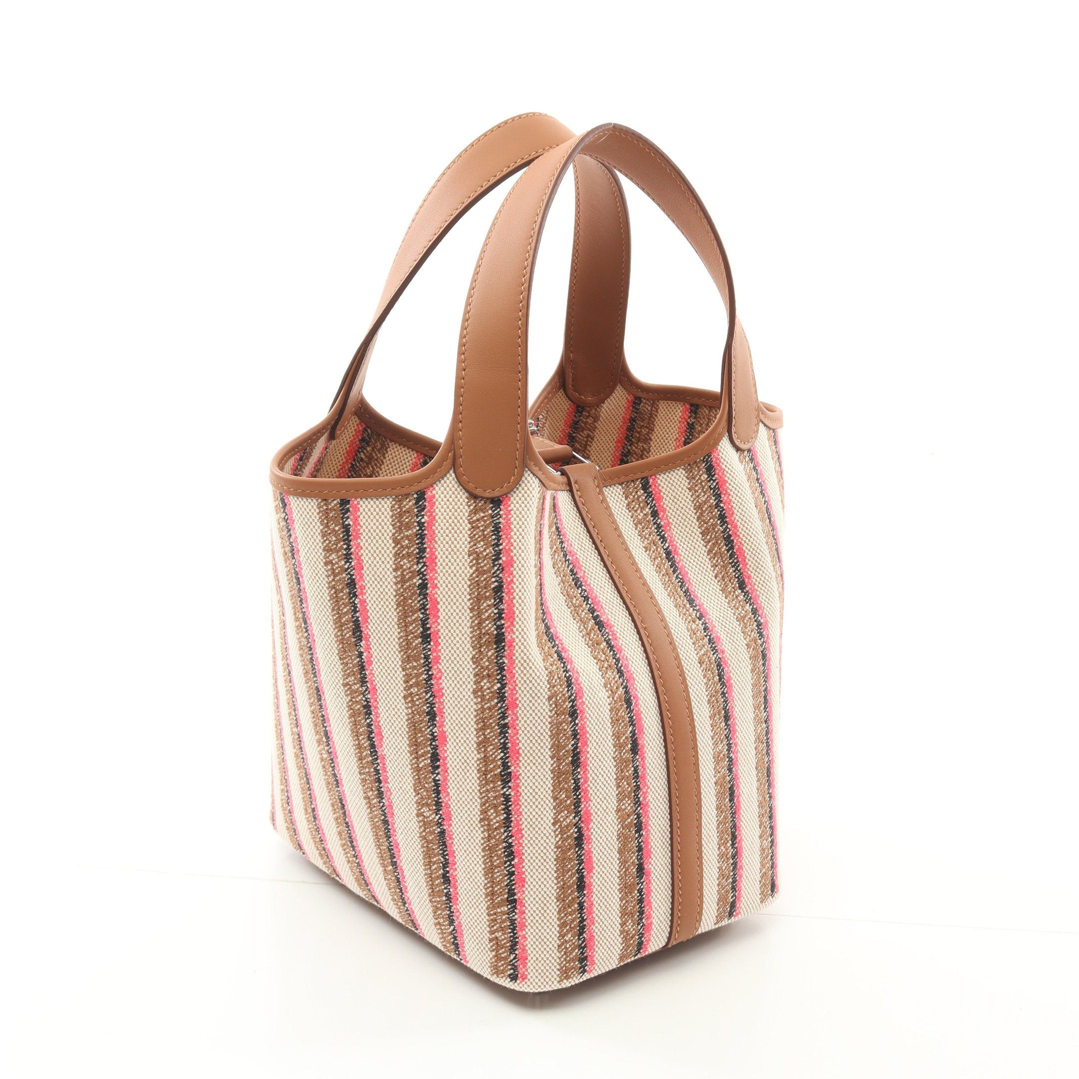 Hermes Hermes Picotan Lock Pm Gold Ecru Forbe Rose Pop Handbag Toile Ash Veau Swift Ivory Light Brown Multicolor Silver Hardware Double Engraved Size ONE SIZE - 2 Thumbnail