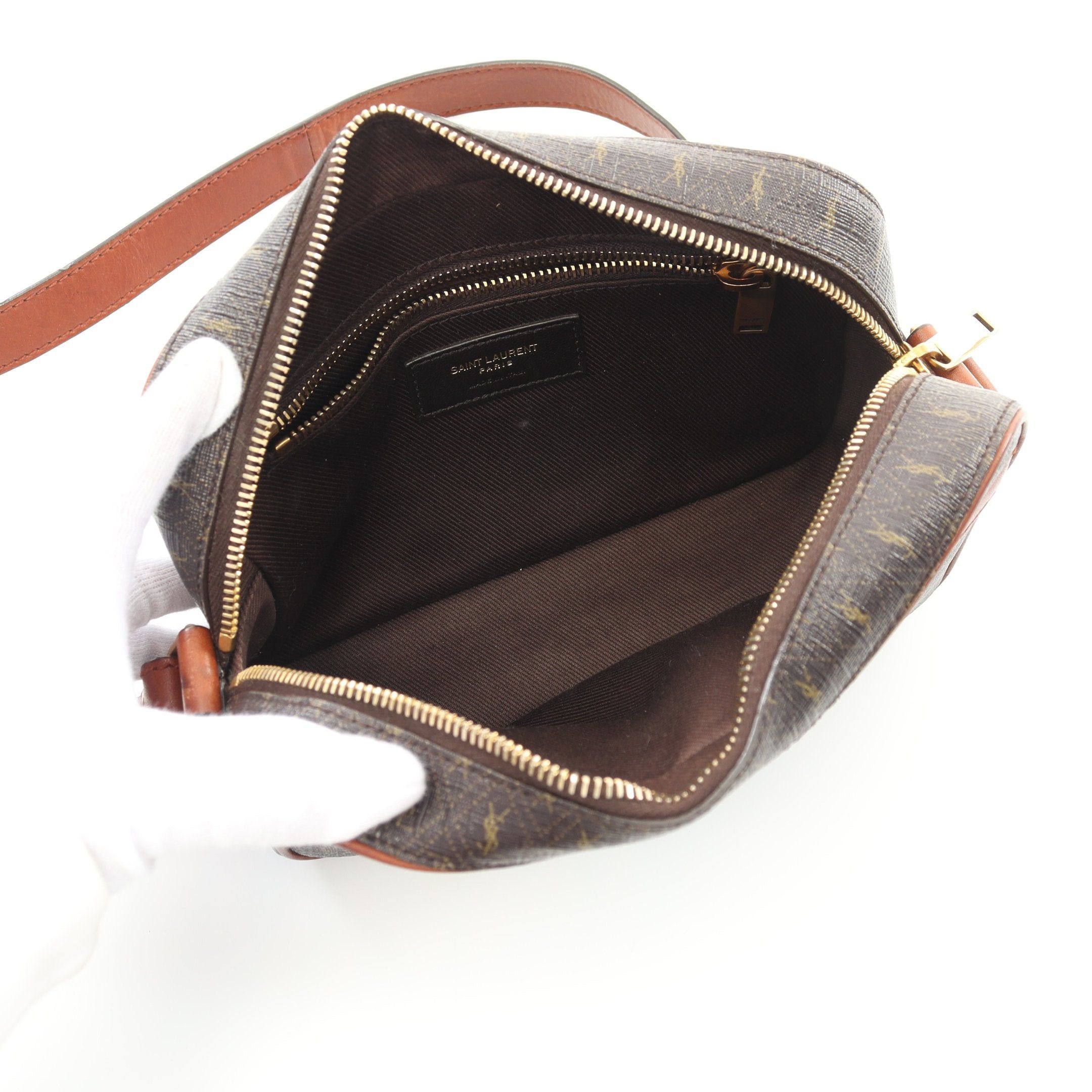 Yves Saint Laurent Yves Saint Laurent Monogram Camera Bag Shoulder Leather Dark Brown Size ONE SIZE - 3 Thumbnail
