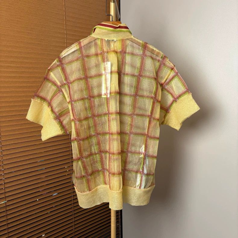 Miu Miu Miu Miu Checked Mesh Polo Shirt for Women Size US M / EU 48-50 / 2 - 2 Thumbnail