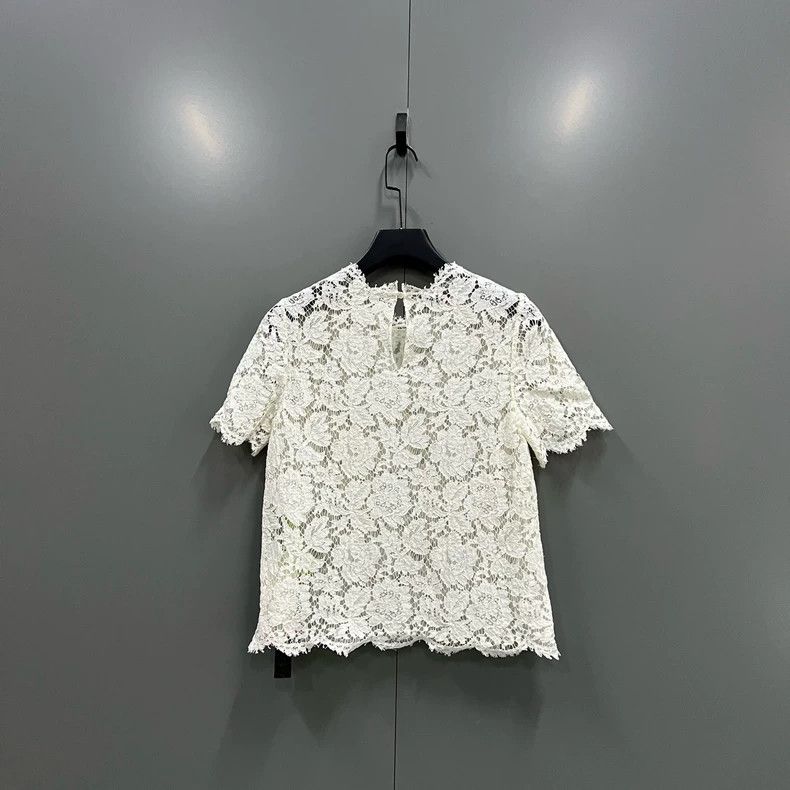 Valentino Valentino White Lace Short Sleeve Top Size US S / EU 44-46 / 1 - 2 Thumbnail