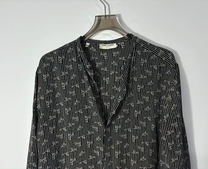 Saint Laurent Paris Saint Laurent Silk Printed Shirt for Men Size US M / EU 48-50 / 2 - 3 Thumbnail