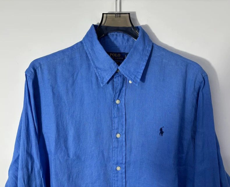 Ralph Lauren Ralph Lauren Blue Linen Long Sleeve Shirt Size US L / EU 52-54 / 3 - 3 Thumbnail