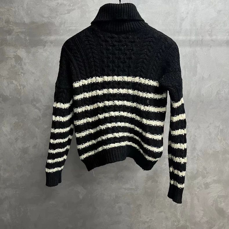 Loewe Black and White Striped Turtleneck Sweater Size US M / EU 48-50 / 2 - 2 Thumbnail