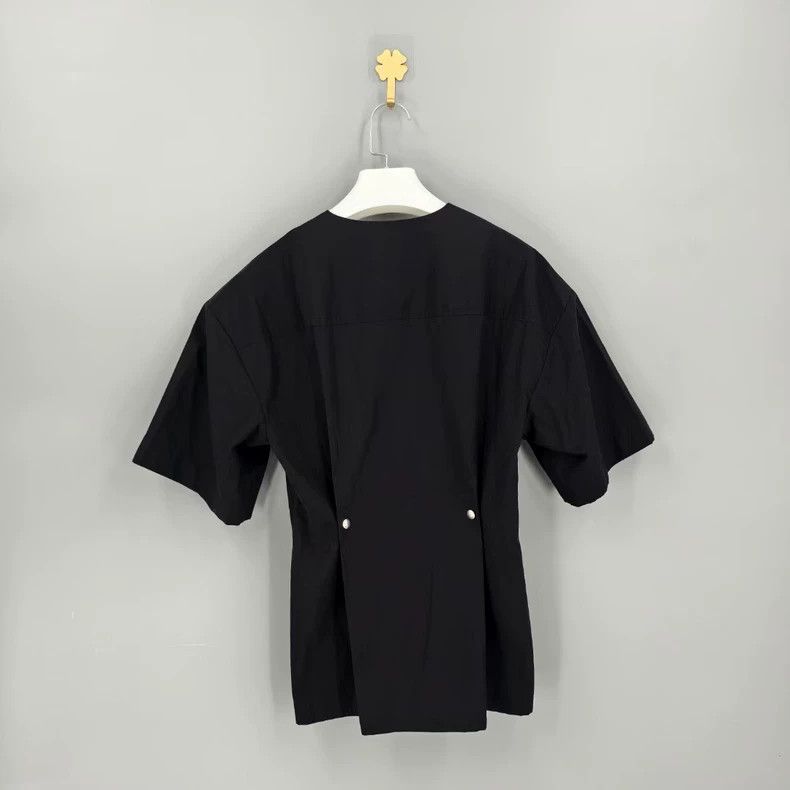 Givenchy Givenchy Women's Black Zip Short Sleeve Shirt Size US XS / EU 42 / 0 - 2 Thumbnail