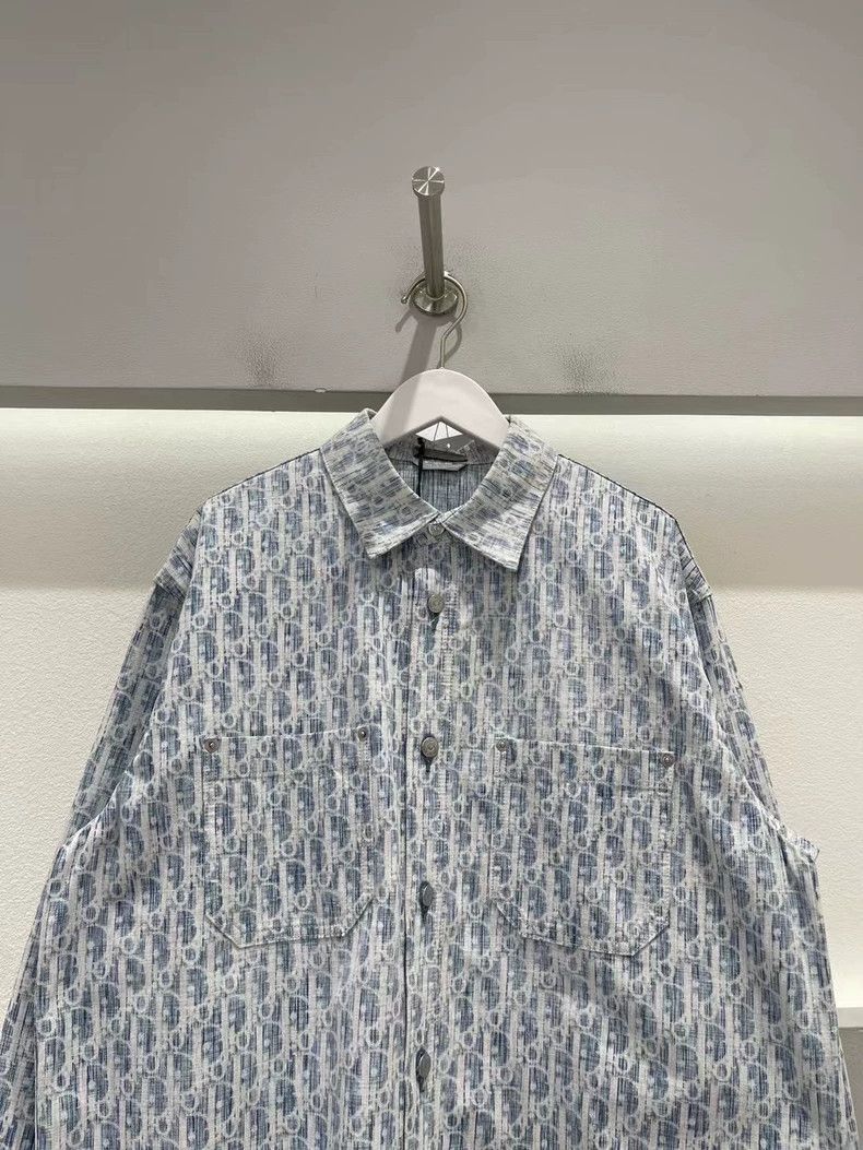 Dior Dior Blue Denim Shirt with Logo Print Size US M / EU 48-50 / 2 - 3 Thumbnail