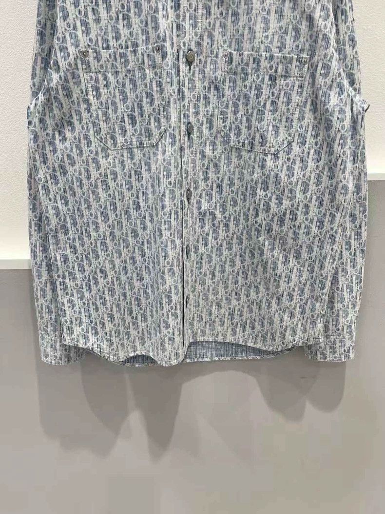 Dior Dior Blue Denim Shirt with Logo Print Size US M / EU 48-50 / 2 - 4 Thumbnail