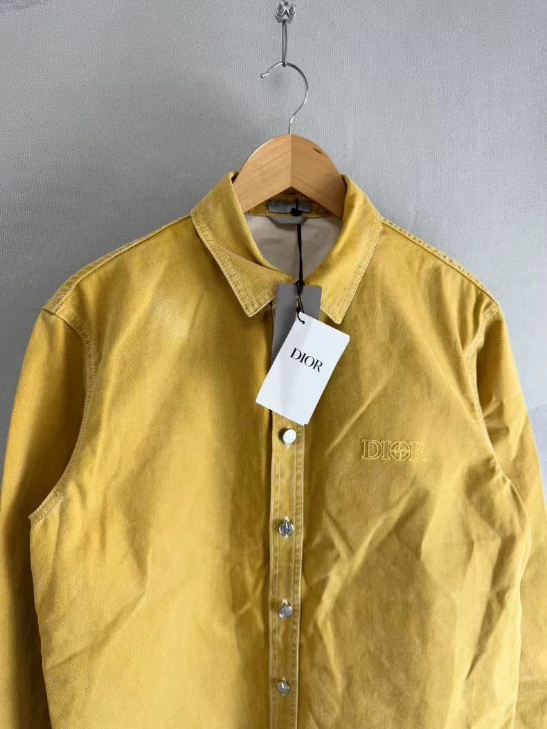 Dior Dior x Stone Island Yellow Embroidered Denim Shirt Size US M / EU 48-50 / 2 - 2 Thumbnail