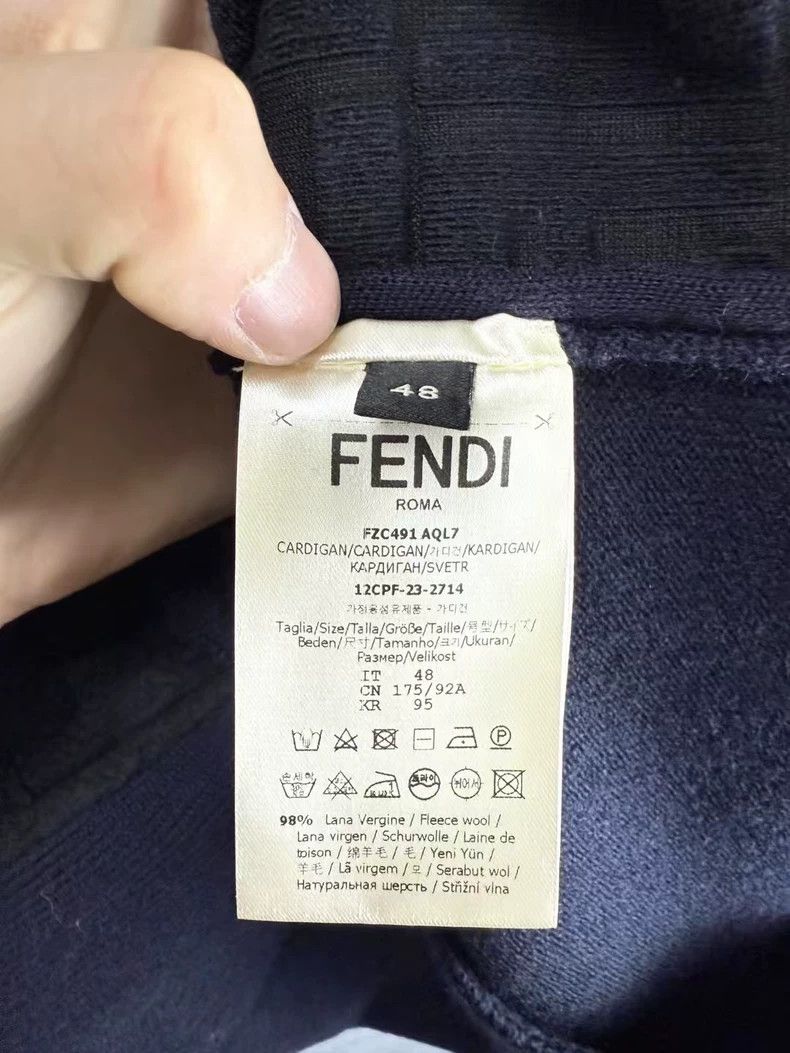 Fendi Fendi Deep Blue Wool Cardigan with Print Size US L / EU 52-54 / 3 - 4 Thumbnail