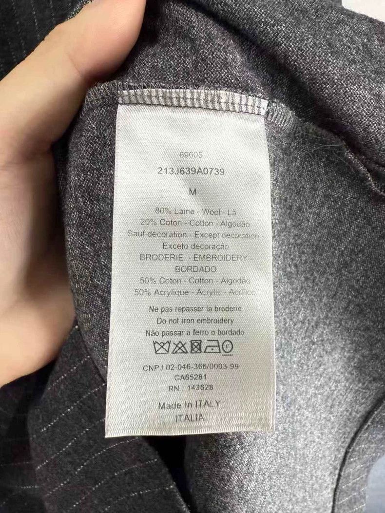 Dior Gray Long Sleeve Emblem Wool Shirt