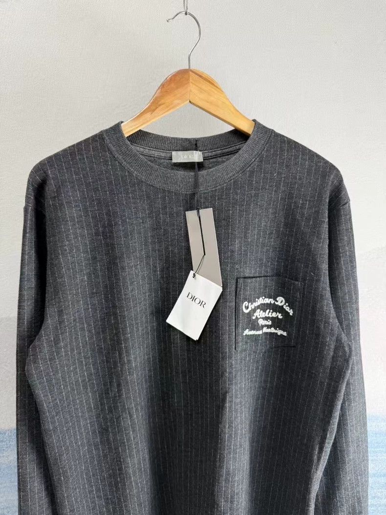 Dior Gray Long Sleeve Emblem Wool Shirt