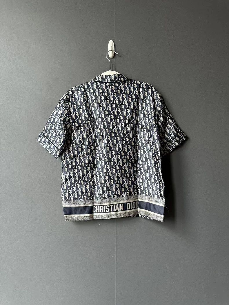 Dior Dior Navy Blue Silk Printed Short Sleeve Shirt Size US M / EU 48-50 / 2 - 2 Thumbnail
