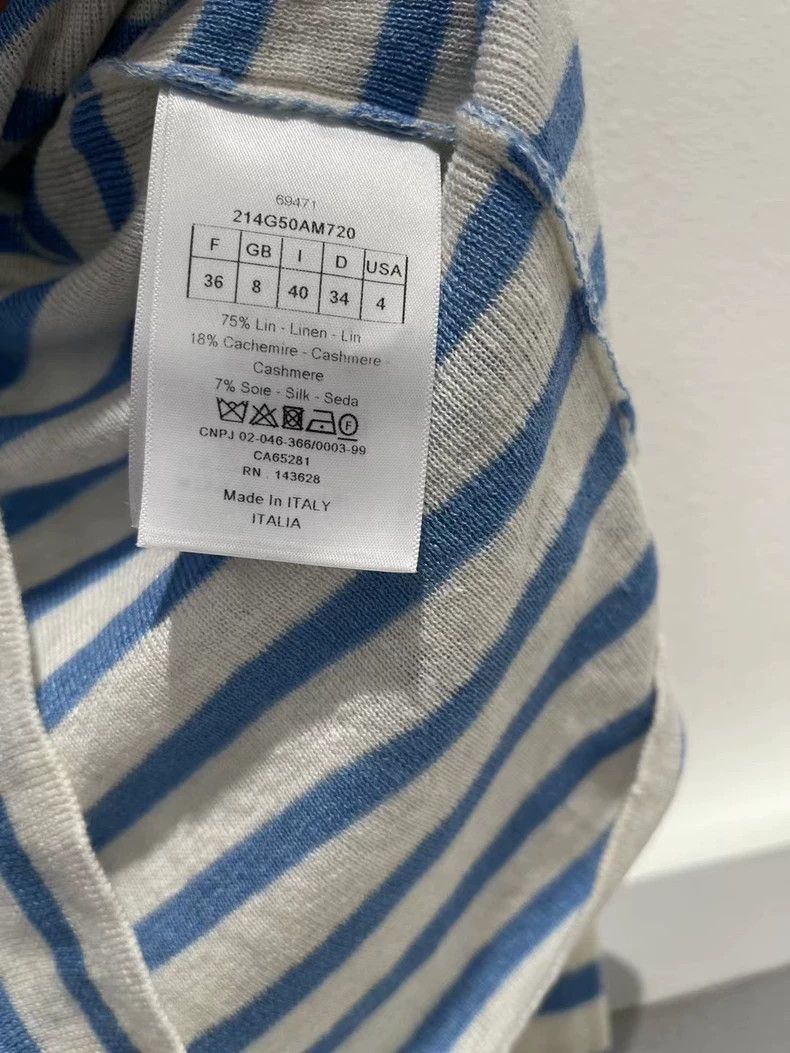 Dior Dior Blue Striped Cardigan with Gold Buttons Size US S / EU 44-46 / 1 - 5 Thumbnail