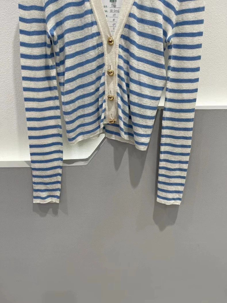 Dior Dior Blue Striped Cardigan with Gold Buttons Size US S / EU 44-46 / 1 - 4 Thumbnail