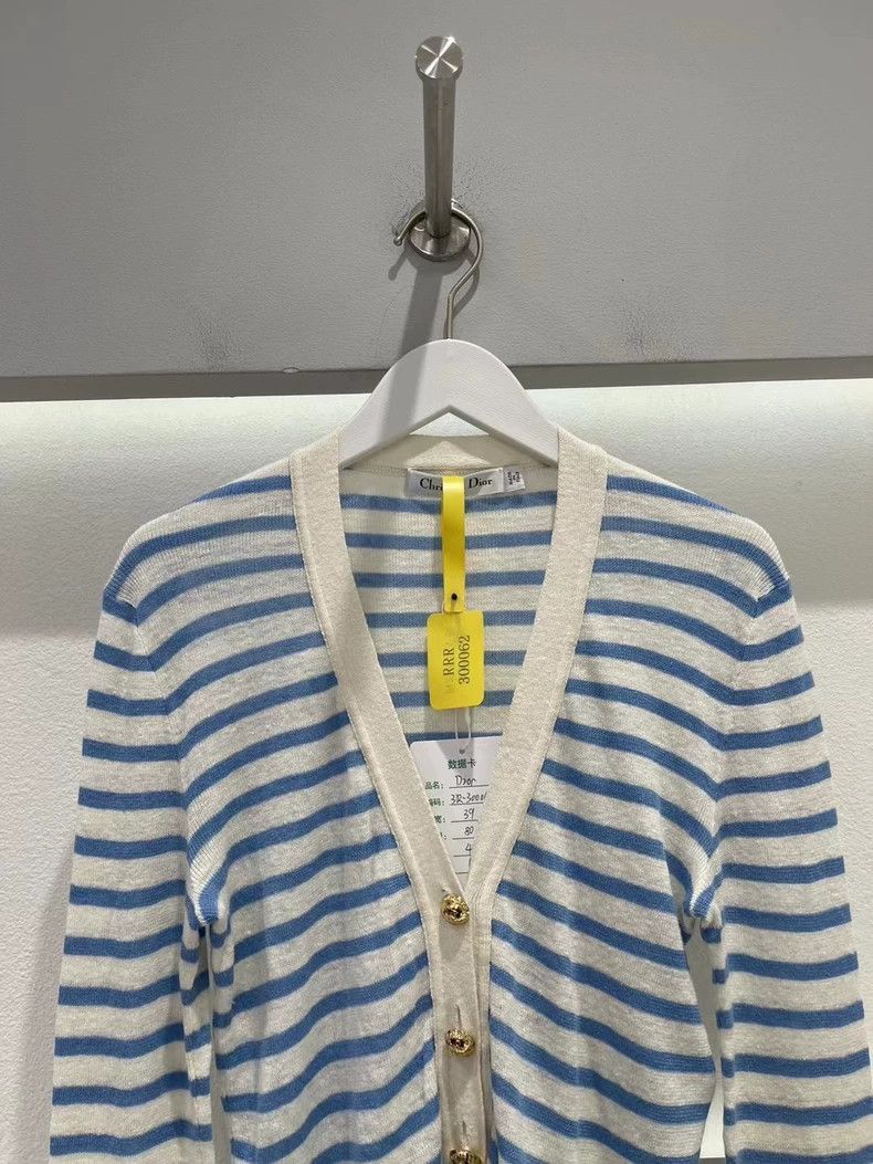 Dior Dior Blue Striped Cardigan with Gold Buttons Size US S / EU 44-46 / 1 - 3 Thumbnail