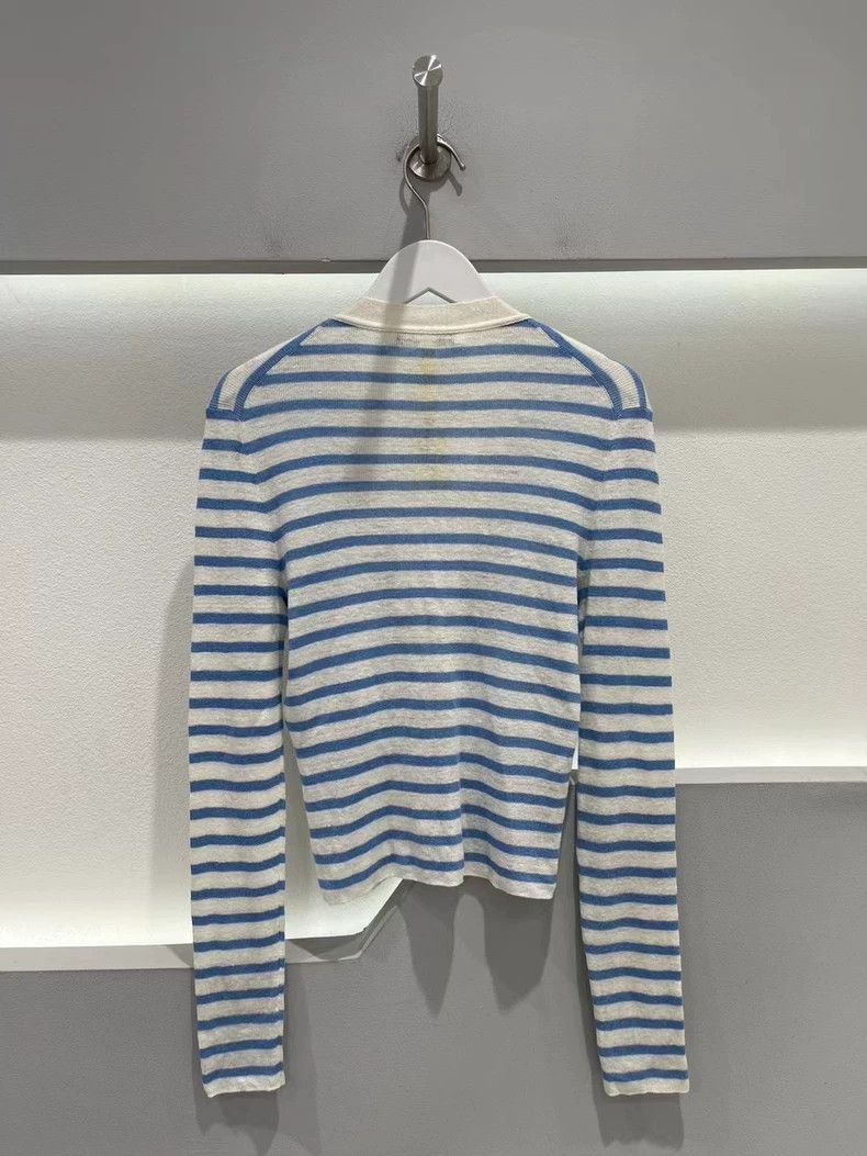 Dior Dior Blue Striped Cardigan with Gold Buttons Size US S / EU 44-46 / 1 - 2 Thumbnail