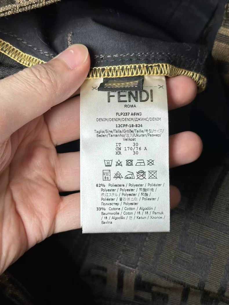 Fendi Brown Printed Denim Pants Size 30