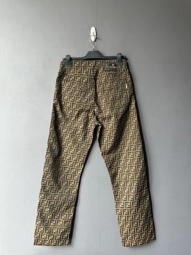 Fendi Brown Printed Denim Pants Size 30