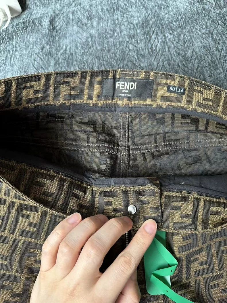 Fendi Brown Printed Denim Pants Size 30