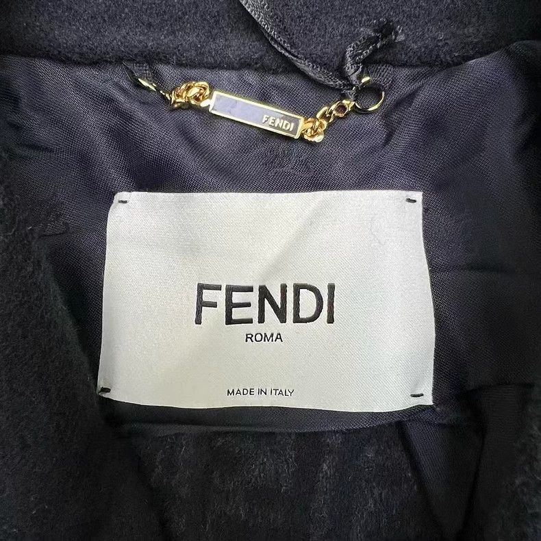 Fendi Fendi Black Wool Coat with Fringes Size US S / EU 44-46 / 1 - 3 Thumbnail