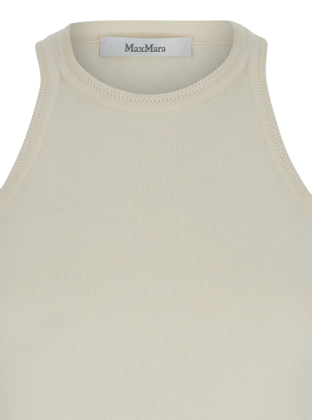 Max Mara 'Arness' White Sleeveless Top with Halterneck in Cotton Woman Size L / US 10 / IT 46 - 3 Thumbnail
