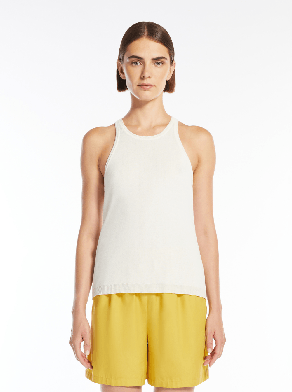 Max Mara 'Arness' White Sleeveless Top with Halterneck in Cotton Woman Size L / US 10 / IT 46 - 4 Thumbnail