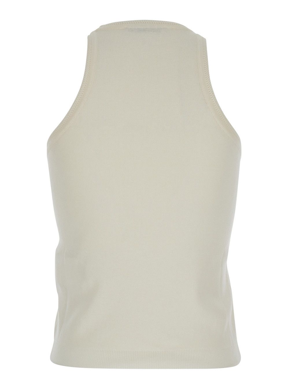 Max Mara 'Arness' White Sleeveless Top with Halterneck in Cotton Woman Size L / US 10 / IT 46 - 2 Thumbnail