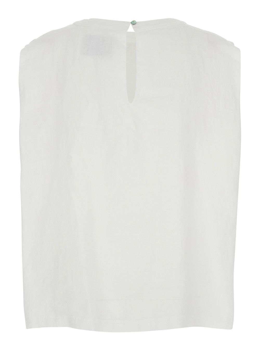 Missoni 'Sofia' White T-Shirt with Round Neck and Teardrop Opening on the Back in Linen Woman Size M / US 6-8 / IT 42-44 - 2 Thumbnail