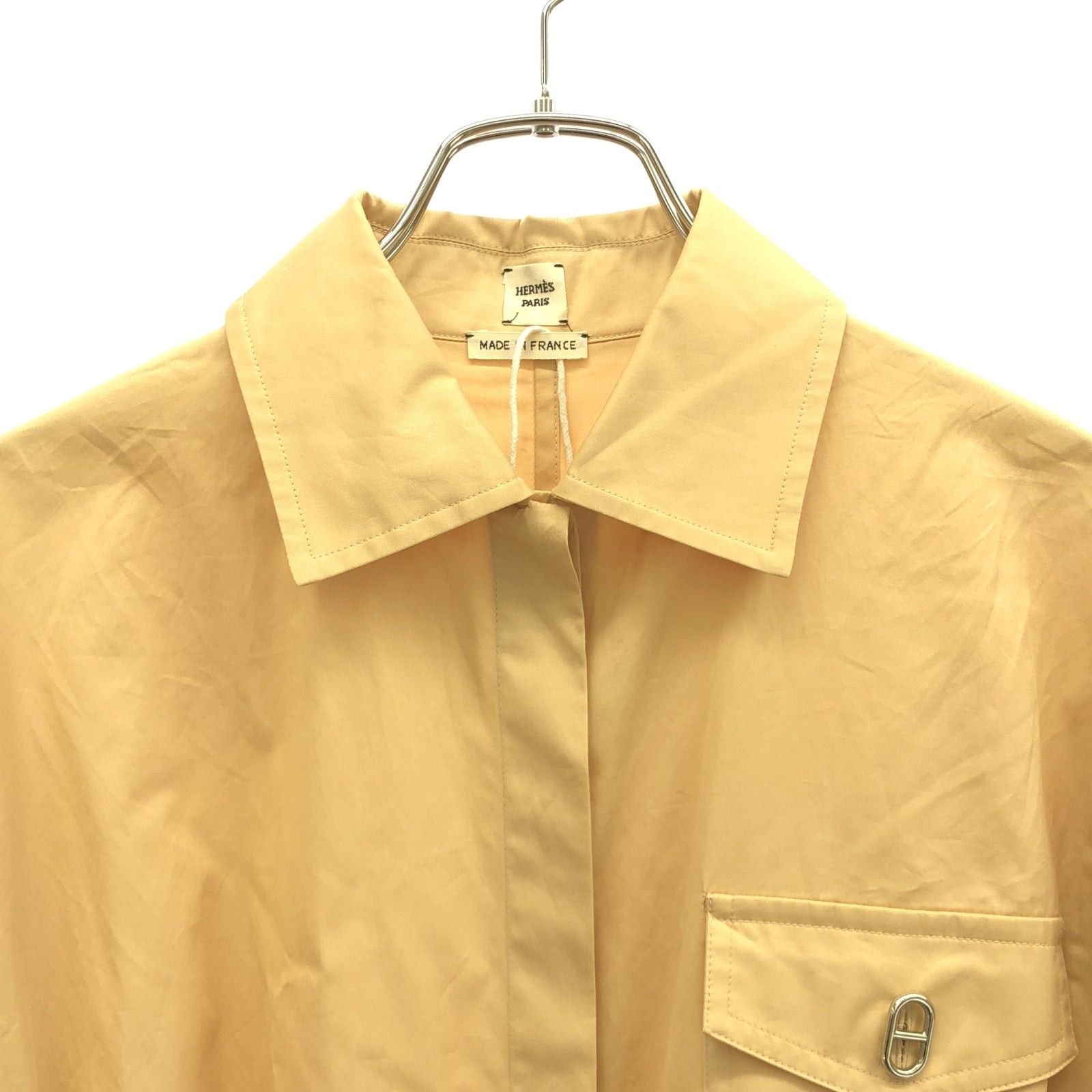 Hermes Shirt Dress One Piece Cotton Beige