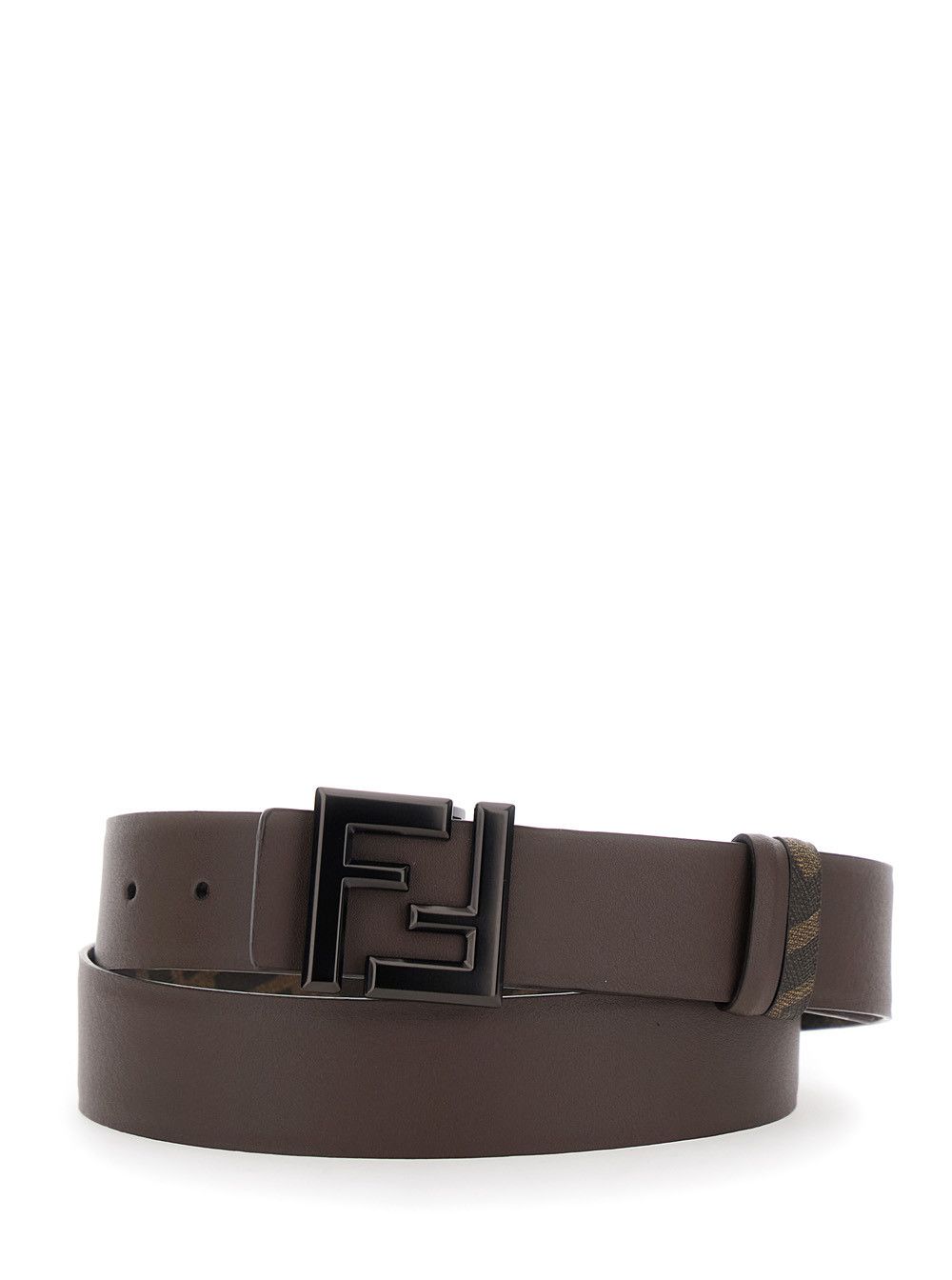 Fendi Belt with FF Metallica Logo Plate and Brown Leather Front for Men Size ONE SIZE - 4 Thumbnail
