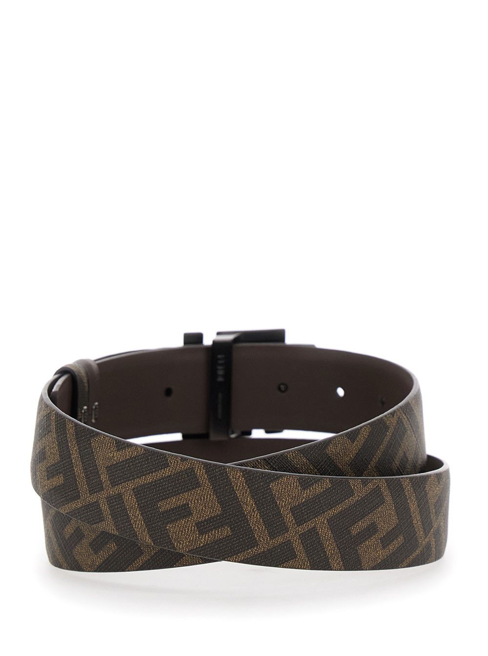 Fendi Belt with FF Metallica Logo Plate and Brown Leather Front for Men Size ONE SIZE - 3 Thumbnail