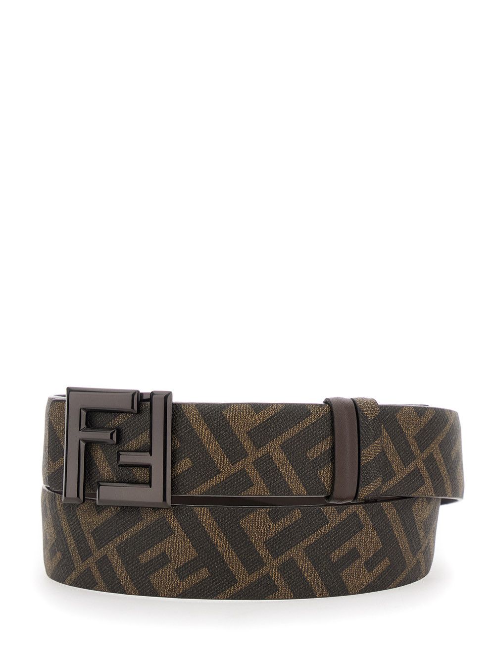 Fendi Belt with FF Metallica Logo Plate and Brown Leather Front for Men Size ONE SIZE - 2 Thumbnail