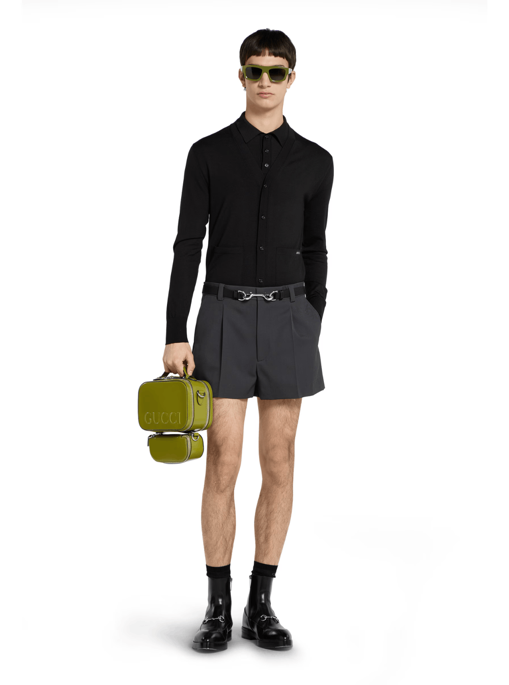 Gucci Black Polo Shirt with Chest Pocket and Embroidered Logo on the Front in Fine Silk Knit Man Size US XL / EU 56 / 4 - 4 Thumbnail