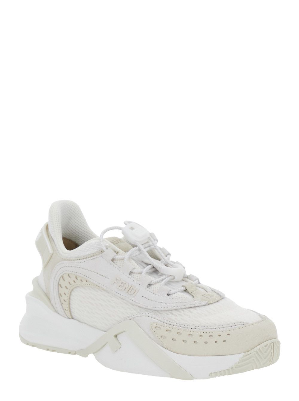 Fendi 'Flow' White Sneakers with Toggle Closure and Logo Lettering on the Side in Tech Fabric Woman Size US 6 / IT 36 - 2 Thumbnail