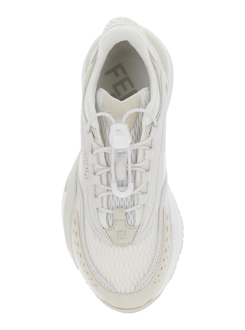 Fendi 'Flow' White Sneakers with Toggle Closure and Logo Lettering on the Side in Tech Fabric Woman Size US 10 / IT 40 - 4 Thumbnail