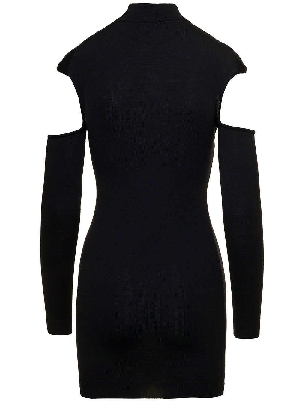 Coperni Mini Black Dress with Mock Neck and Twisted Cut-Out in Wool Woman Size M / US 6-8 / IT 42-44 - 2 Thumbnail