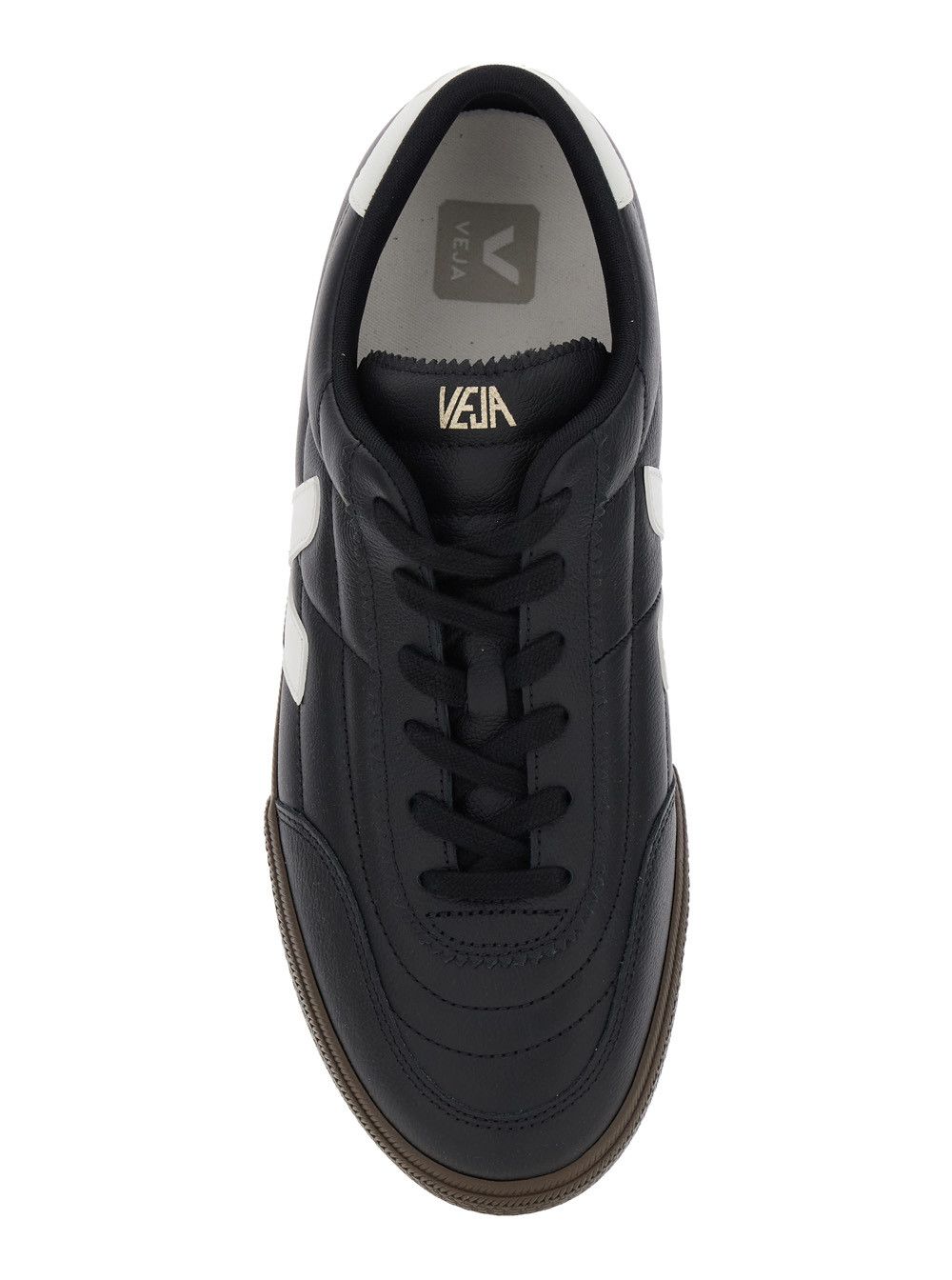 Veja 'Panenka' Black Sneaker with Logo on the Side and Contrasting Heel in Leather Unisex Size US 11 / EU 44 - 4 Thumbnail