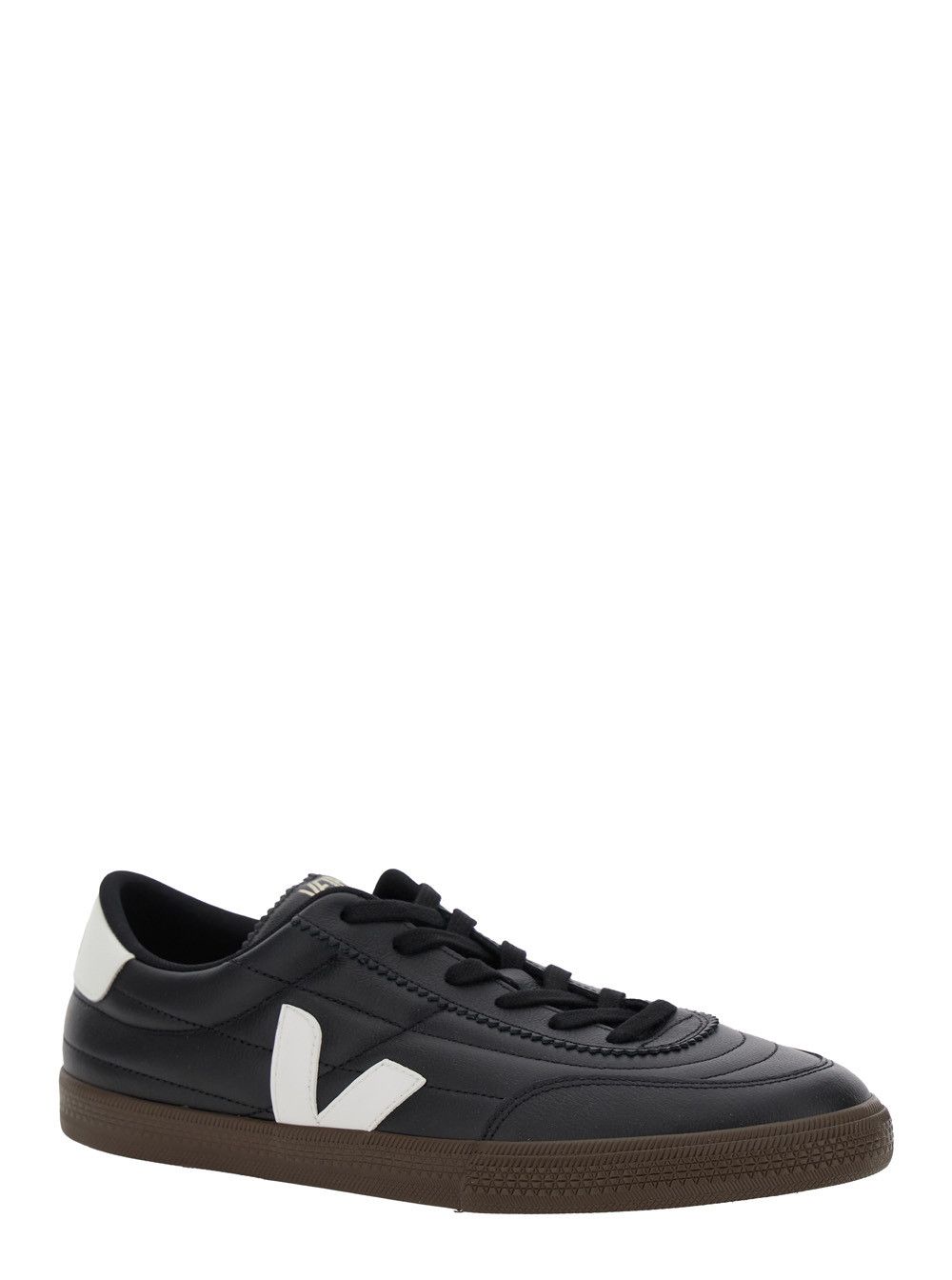 Veja 'Panenka' Black Sneaker with Logo on the Side and Contrasting Heel in Leather Unisex Size US 11 / EU 44 - 2 Thumbnail