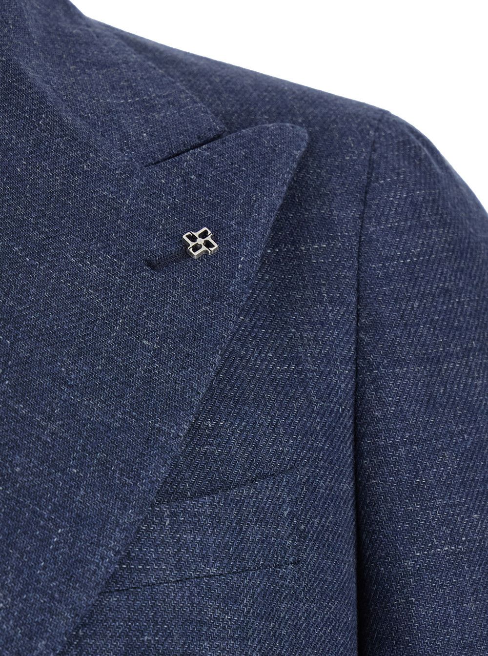 Tagliatore Blue Double-Breasted Blazer with Logo Pin on the Front in Linen and Cotton Blend Man Size US XXL / EU 58 / 5 - 3 Thumbnail