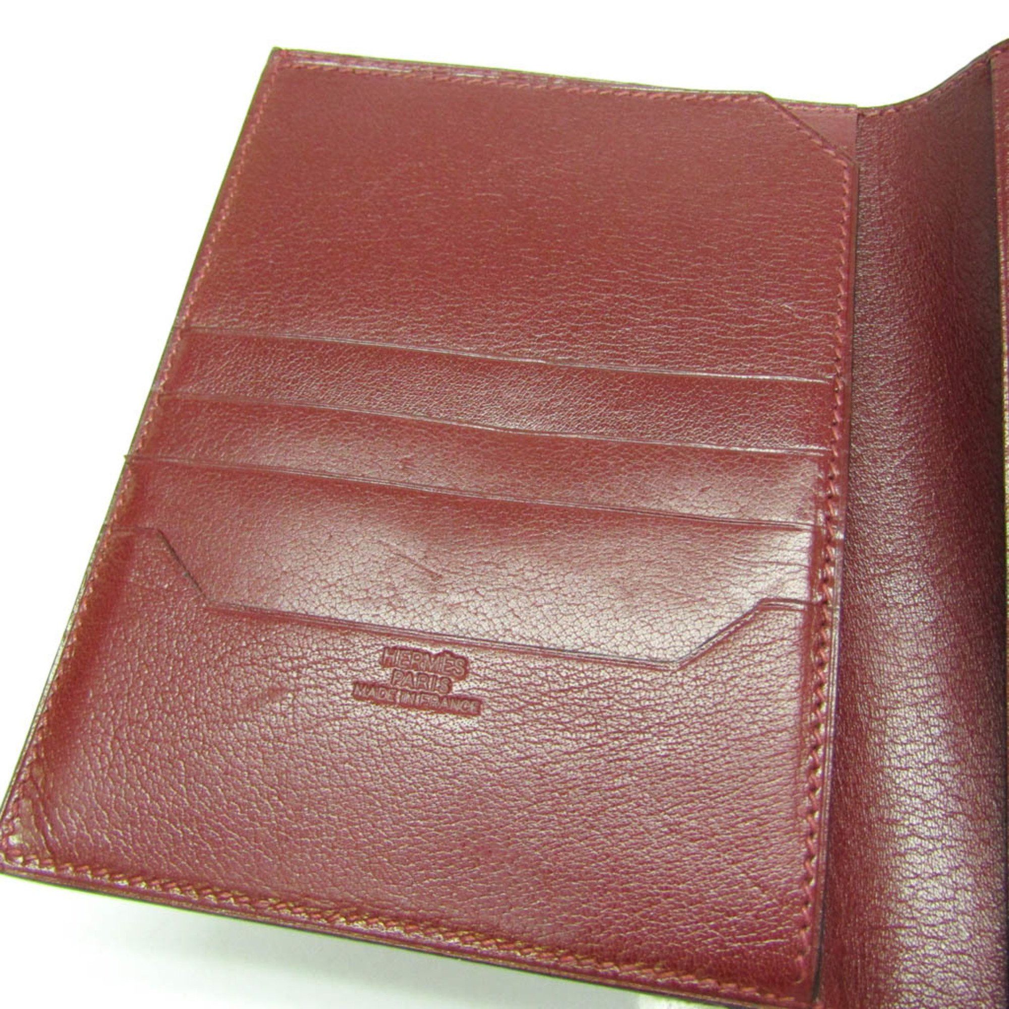 Hermes Hermes Julla Women,Men Box Calf Leather Wallet (bi-fold) Bordeaux Size ONE SIZE - 10 Thumbnail