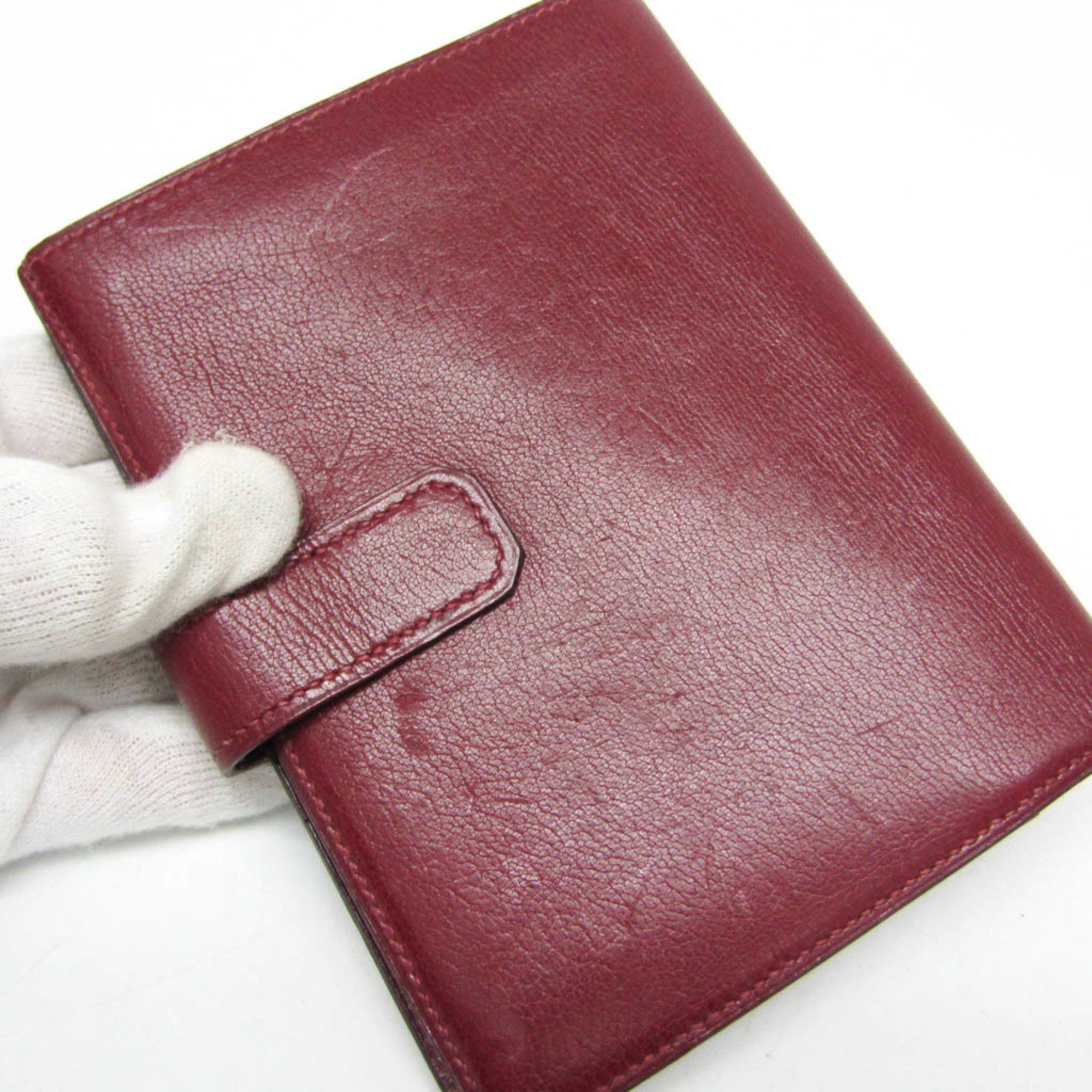 Hermes Hermes Julla Women,Men Box Calf Leather Wallet (bi-fold) Bordeaux Size ONE SIZE - 7 Thumbnail