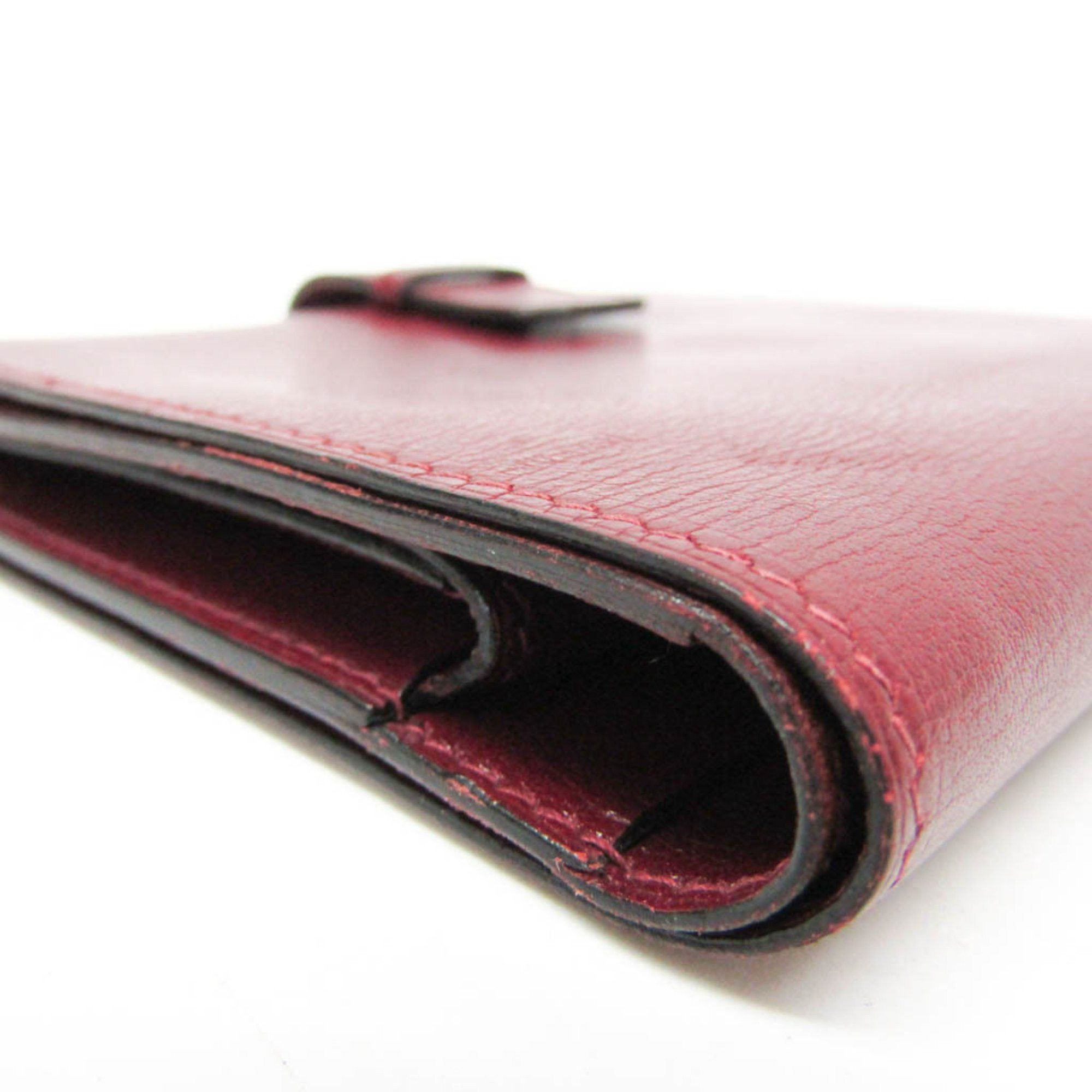 Hermes Hermes Julla Women,Men Box Calf Leather Wallet (bi-fold) Bordeaux Size ONE SIZE - 8 Thumbnail